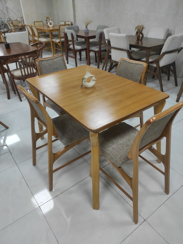 میز و صندلی غذاخوری مدل آبنوس چوب راش حصیری